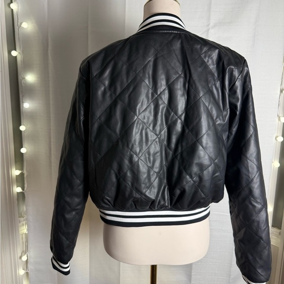 Active USA Black Varsity Jacket with Ribbed Details - Picture 2 of 8